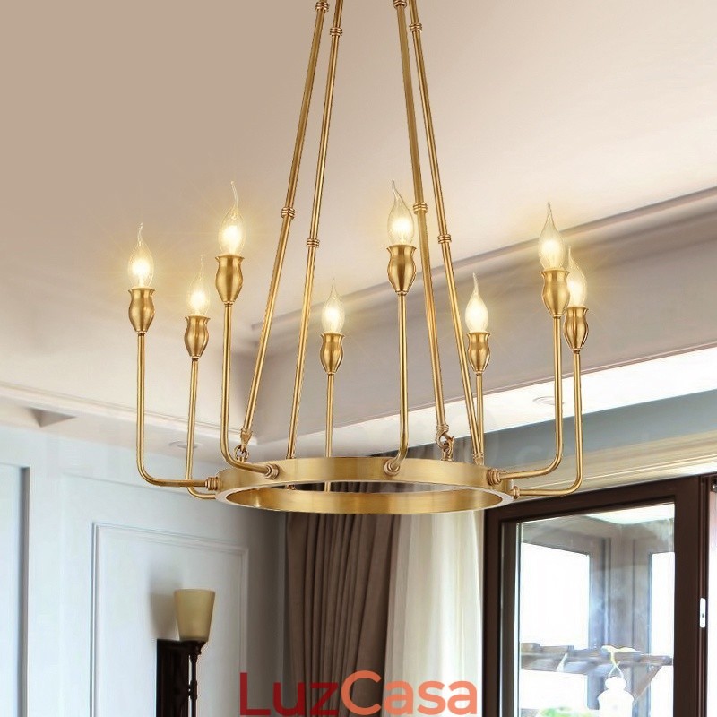 6 Luzes 8 Luzes Retro Rústico Luxo Latão Pendente Lâmpada Lustre