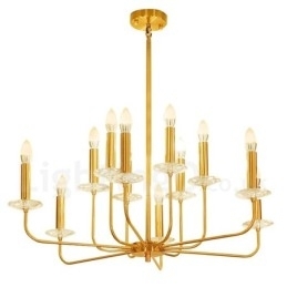 Lustre de pingente de latão retrô rústico de luxo com 12 luzes