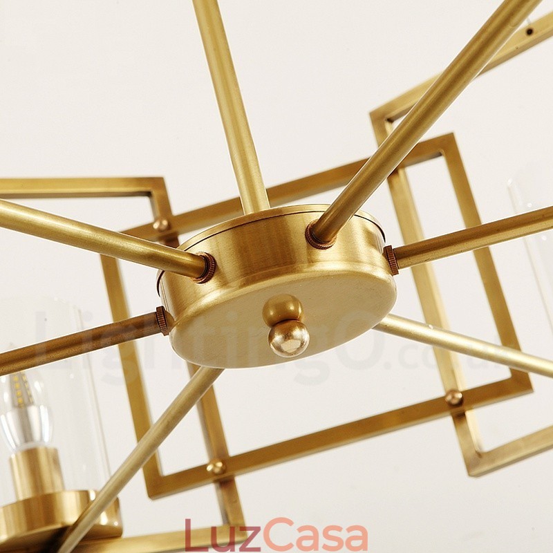6 Luz Retro Rústico Luxo Latão Pendente Lâmpada Lustre com Sombra de Vidro