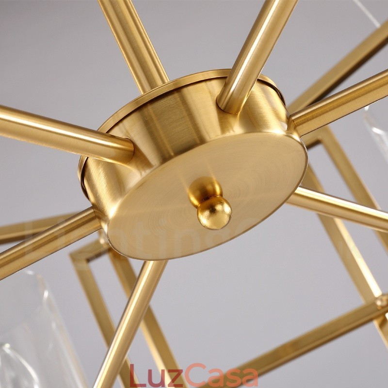 6 Luz Retro Rústico Luxo Latão Pendente Lâmpada Lustre com Sombra de Vidro