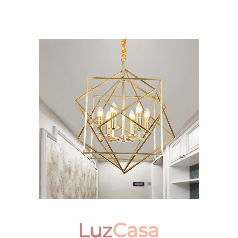 6 Luz Retro Rústico Luxo Latão Pendente Lâmpada Lustre