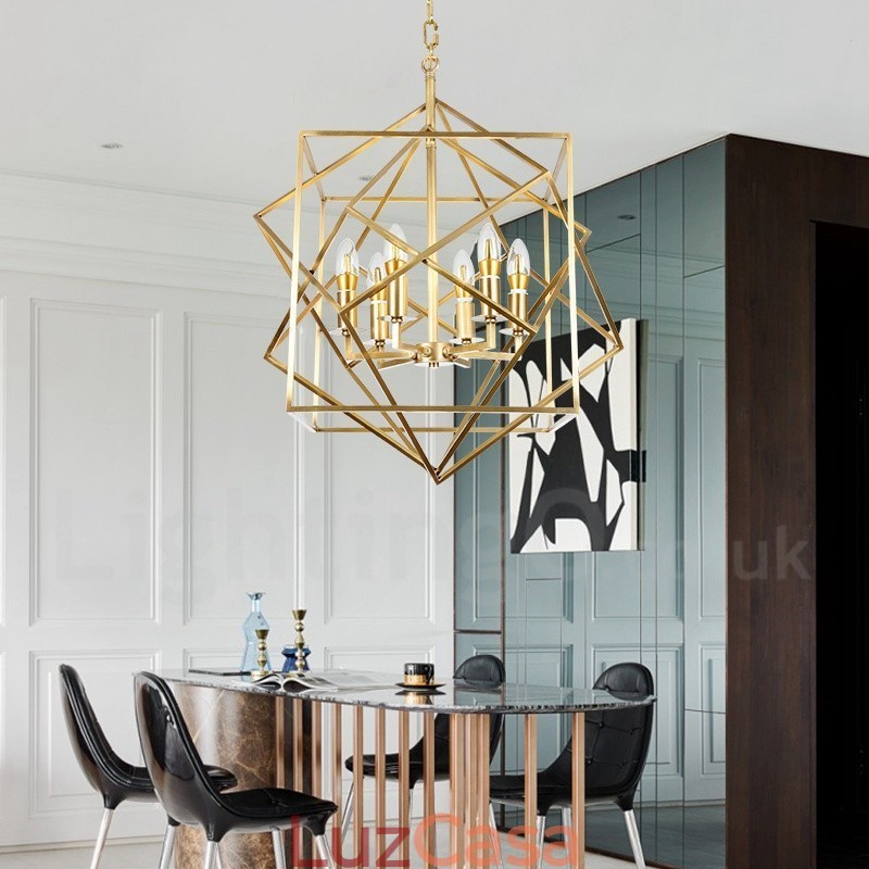 6 Luz Retro Rústico Luxo Latão Pendente Lâmpada Lustre