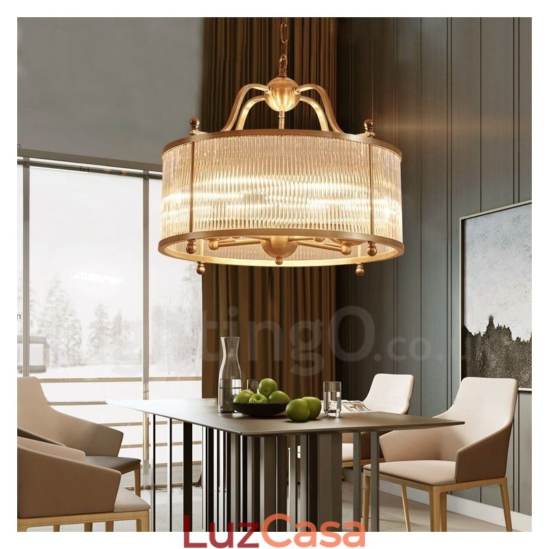 5 Luz Retro Rústico Luxo Latão Pendente Lâmpada Lustre com Sombra de Vidro