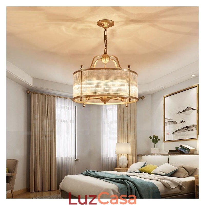 5 Luz Retro Rústico Luxo Latão Pendente Lâmpada Lustre com Sombra de Vidro