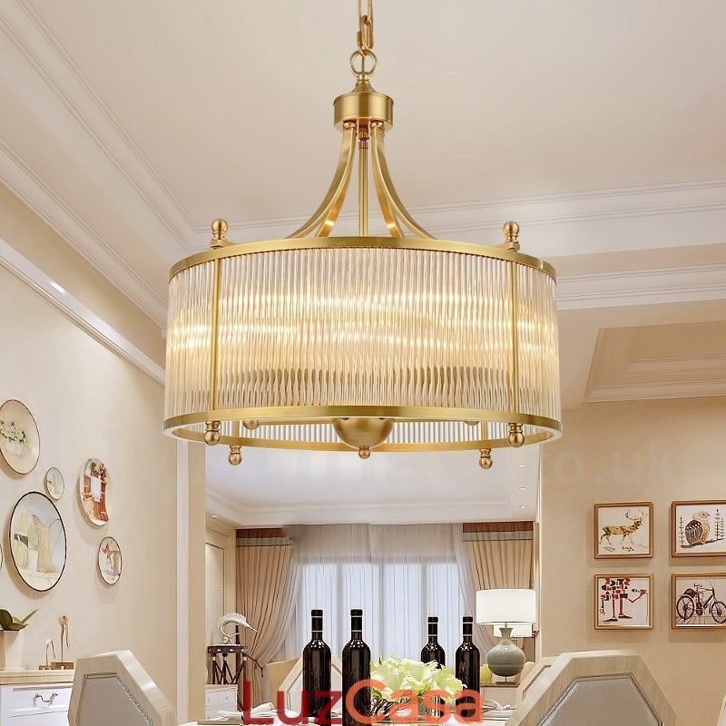 5 Luz Retro Rústico Luxo Latão Pendente Lâmpada Lustre com Sombra de Vidro