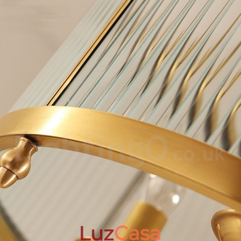 5 Luz Retro Rústico Luxo Latão Pendente Lâmpada Lustre com Sombra de Vidro