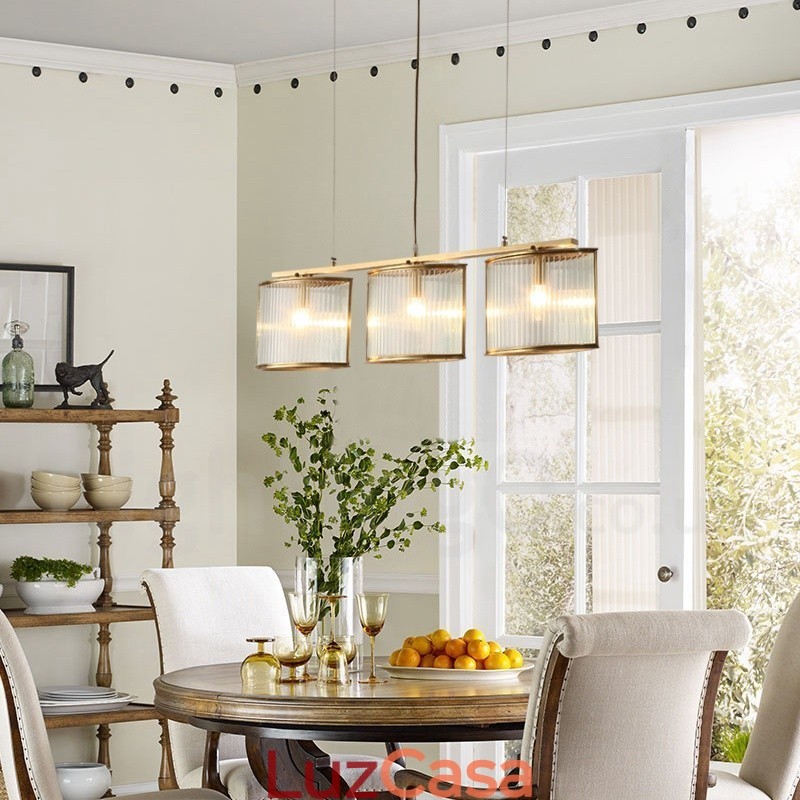 3 Luz Retro Rústico Luxo Latão Pendente Lâmpada Lustre com Sombra de Vidro