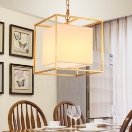 1 Lustre de pingente de latão retrô rústico de luxo com abajur de tecido