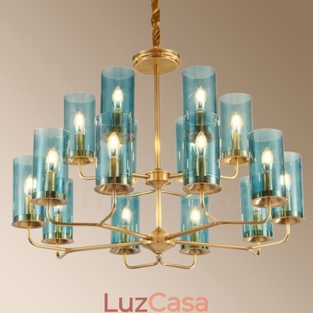 16 Luz Retro Rústico Luxo Latão Pendente Lâmpada Lustre com Sombra de Vidro 16 Luz Retro Rústico Luxo Latão Pendente Lâmpada Lustre com Sombra de Vidro