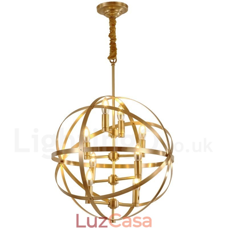 8 Luz Retro Rústico Luxo Latão Pendente Lâmpada Lustre
