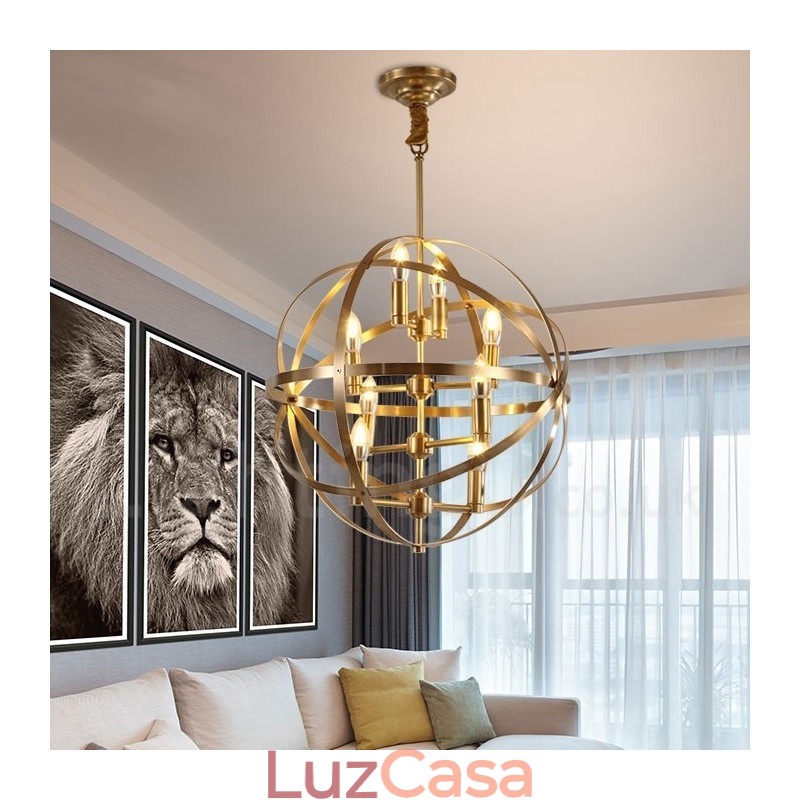 8 Luz Retro Rústico Luxo Latão Pendente Lâmpada Lustre