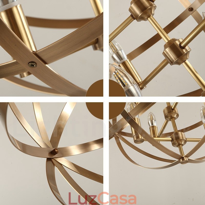 8 Luz Retro Rústico Luxo Latão Pendente Lâmpada Lustre