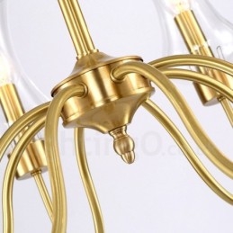 6 Luz Retro Rústico Luxo Latão Pendente Lâmpada Lustre com Sombra de Vidro