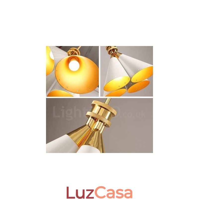 4 Luz Retro Rústico Luxo Liga de Alumínio Pendente Lâmpada Lustre com Liga de Alumínio Sombra