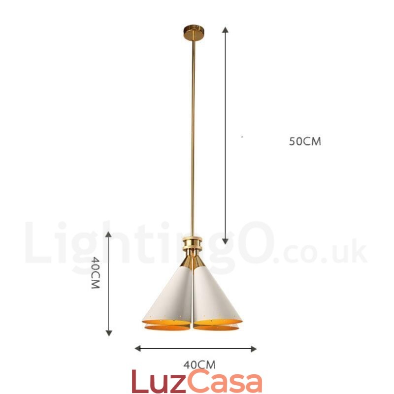 4 Luz Retro Rústico Luxo Liga de Alumínio Pendente Lâmpada Lustre com Liga de Alumínio Sombra