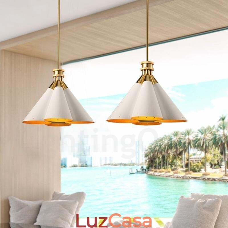 4 Luz Retro Rústico Luxo Liga de Alumínio Pendente Lâmpada Lustre com Liga de Alumínio Sombra