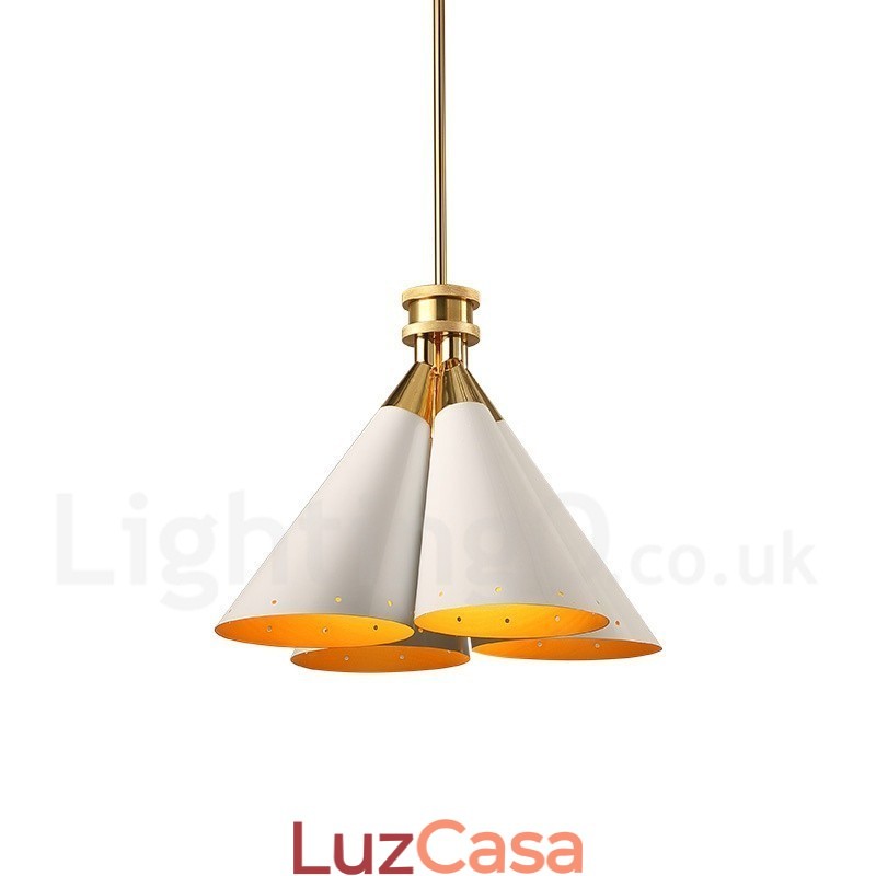 4 Luz Retro Rústico Luxo Liga de Alumínio Pendente Lâmpada Lustre com Liga de Alumínio Sombra