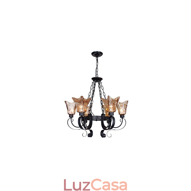 Lustre 6 Luzes Vidro Tradicional Clássico Vintage