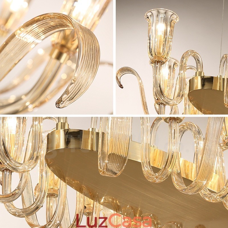 8 Luz Retro Rústico Luxo Liga de Alumínio Pendente Lâmpada Lustre com Sombra de Vidro