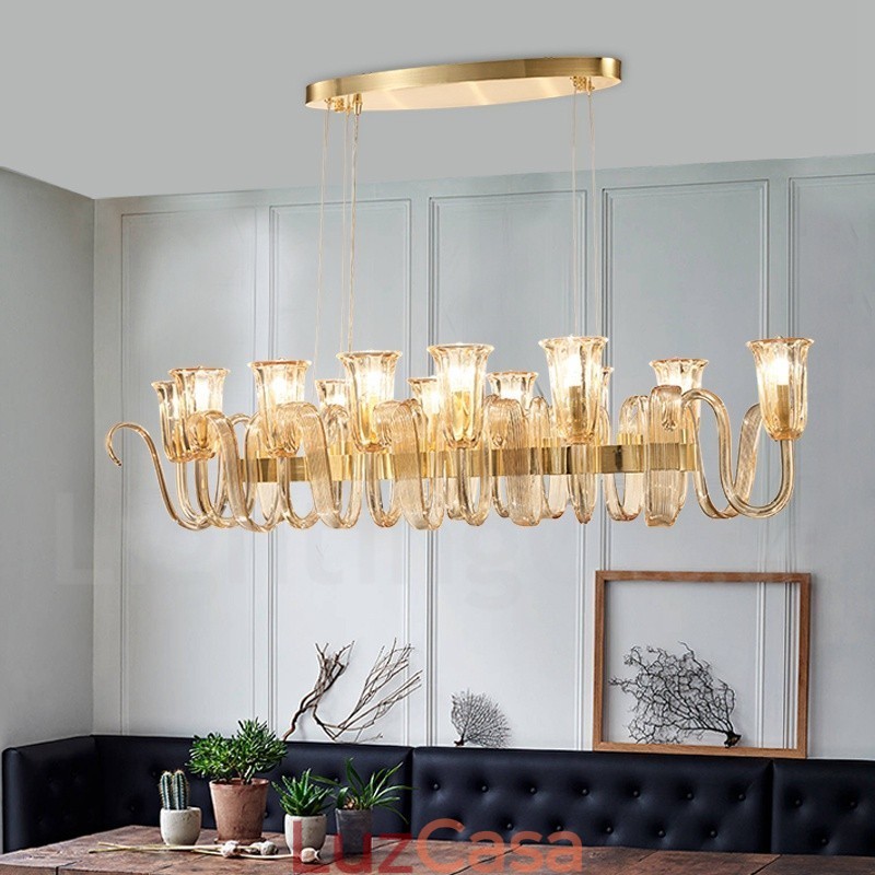 12 Luz Retro Rústico Luxo Liga de Alumínio Pendente Lâmpada Lustre com Sombra de Vidro