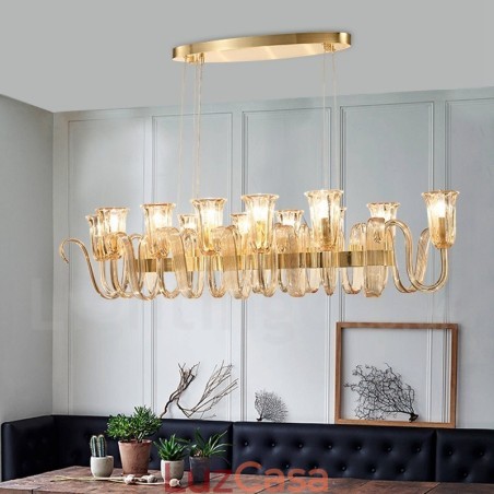 12 Luz Retro Rústico Luxo Liga de Alumínio Pendente Lâmpada Lustre com Sombra de Vidro 12 Luz Retro Rústico Luxo Liga de Alumínio Pendente Lâmpada Lustre com Sombra de Vidro