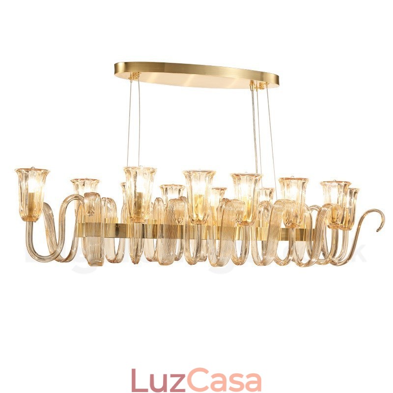 12 Luz Retro Rústico Luxo Liga de Alumínio Pendente Lâmpada Lustre com Sombra de Vidro