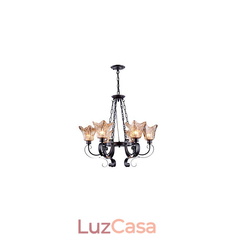 Lustre 6 Luzes Vidro Tradicional Clássico Vintage