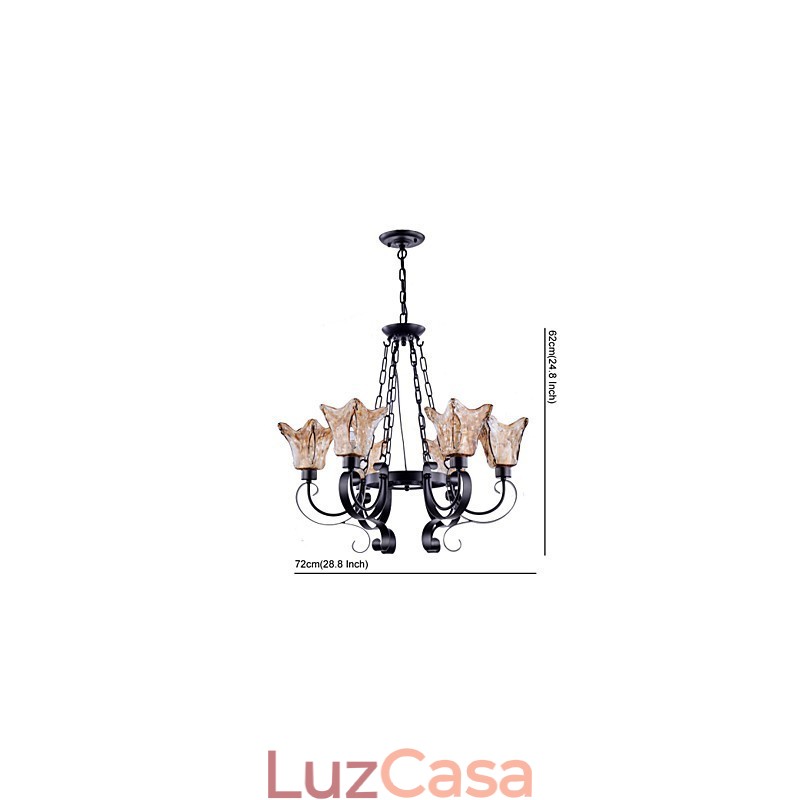 Lustre 6 Luzes Vidro Tradicional Clássico Vintage