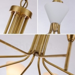 5 Luz Retro Rústico Luxo Latão Pendente Lâmpada Lustre com Sombra de Vidro