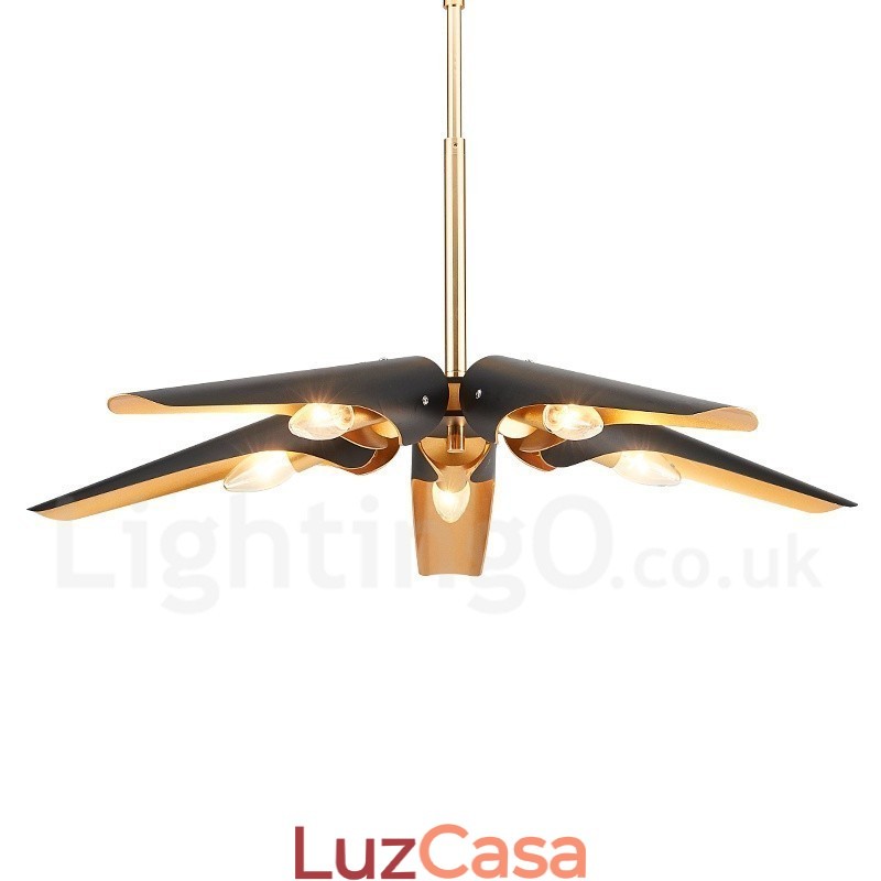 5 Luz Retro Rústico Luxo Liga de Alumínio Pendente Lâmpada Lustre com Liga de Alumínio Sombra