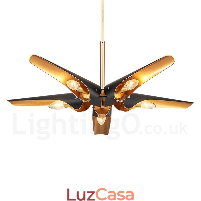 5 Luz Retro Rústico Luxo Liga de Alumínio Pendente Lâmpada Lustre com Liga de Alumínio Sombra
