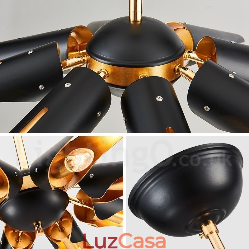 5 Luz Retro Rústico Luxo Liga de Alumínio Pendente Lâmpada Lustre com Liga de Alumínio Sombra
