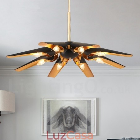 8 Luzes Retro Rústico Luxo Liga de Alumínio Pendente Lâmpada Lustre com Liga de Alumínio Sombra 8 Luzes Retro Rústico Luxo Liga de Alumínio Pendente Lâmpada Lustre com Liga de Alumínio Sombra