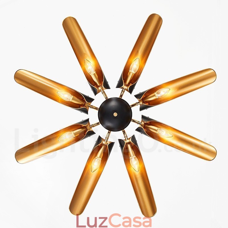 8 Luzes Retro Rústico Luxo Liga de Alumínio Pendente Lâmpada Lustre com Liga de Alumínio Sombra