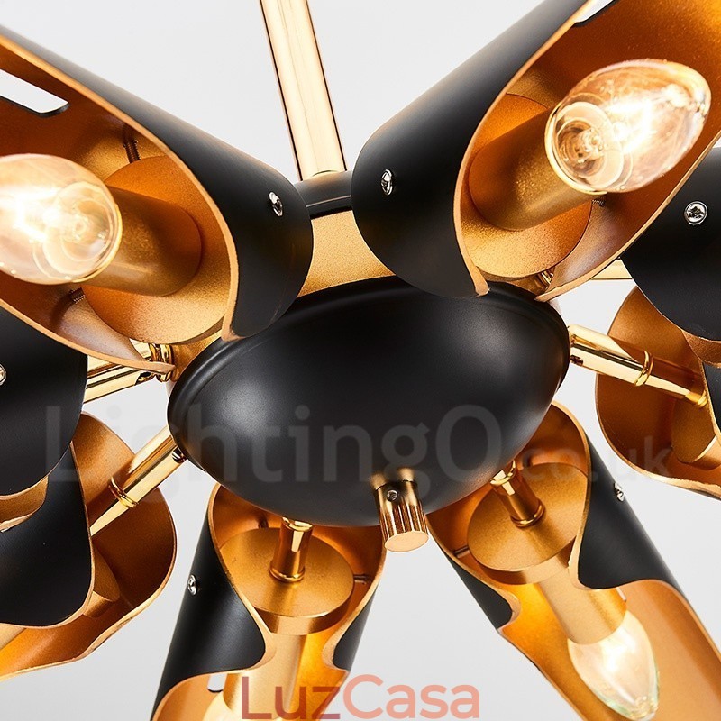 8 Luzes Retro Rústico Luxo Liga de Alumínio Pendente Lâmpada Lustre com Liga de Alumínio Sombra