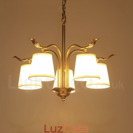 5 Luz Retro Rústico Luxo Latão Pendente Lâmpada Lustre com Tecido Sombra 5 Luz Retro Rústico Luxo Latão Pendente Lâmpada Lustre com Tecido Sombra