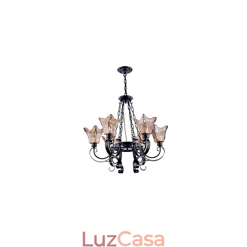 Lustre 6 Luzes Vidro Tradicional Clássico Vintage