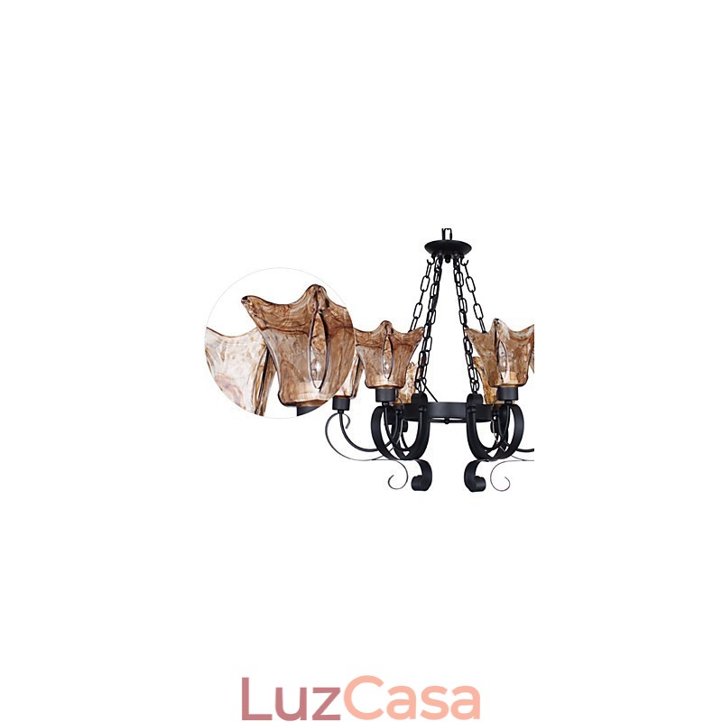 Lustre 6 Luzes Vidro Tradicional Clássico Vintage