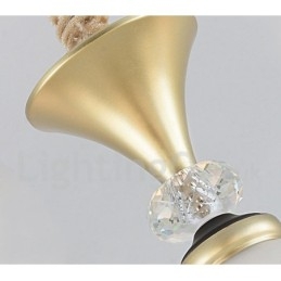 Lustre de cristal de luxo retrô rústico de 3 luzes com cúpula de vidro