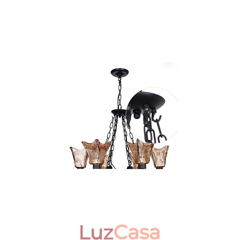 Lustre 6 Luzes Vidro Tradicional Clássico Vintage
