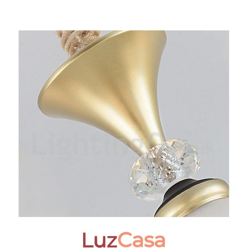 8 Luz Retro Rústico Luxo Cristal Pendente Lâmpada Lustre com Sombra de Vidro