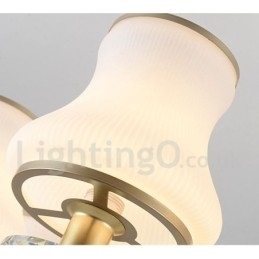 8 Luz Retro Rústico Luxo Cristal Pendente Lâmpada Lustre com Sombra de Vidro