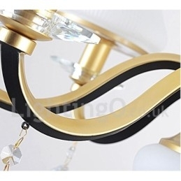 8 Luz Retro Rústico Luxo Cristal Pendente Lâmpada Lustre com Sombra de Vidro