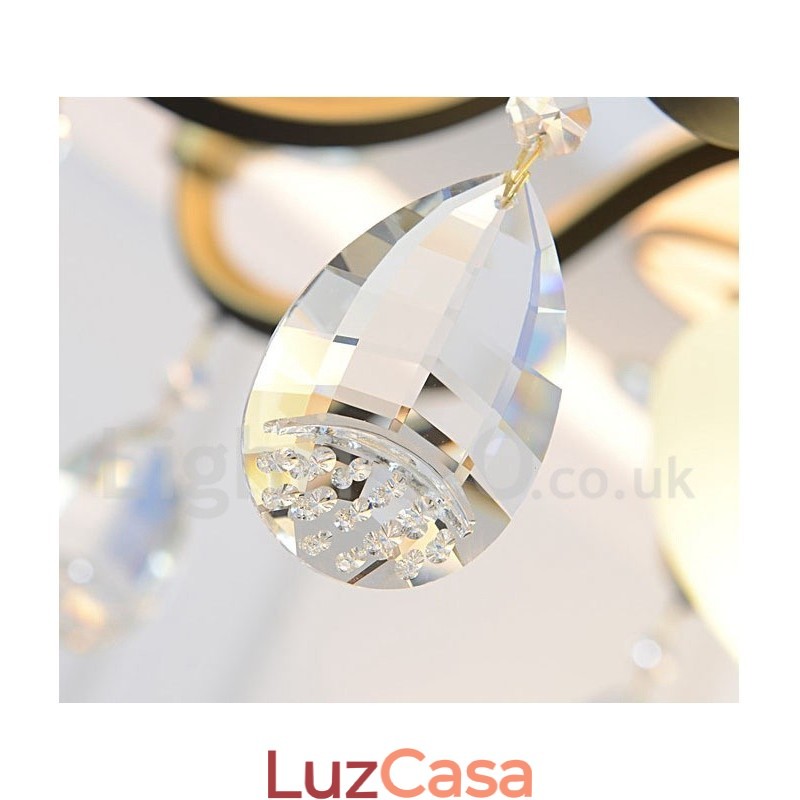 8 Luz Retro Rústico Luxo Cristal Pendente Lâmpada Lustre com Sombra de Vidro