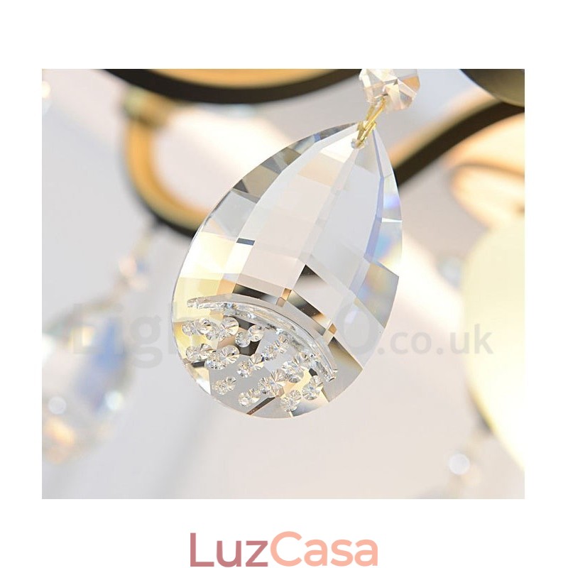 Lustre de cristal de luxo retrô rústico com cúpula de vidro