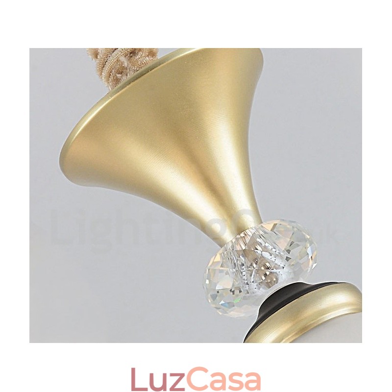 Lustre de cristal de luxo retrô rústico de 12 luzes com cúpula de vidro
