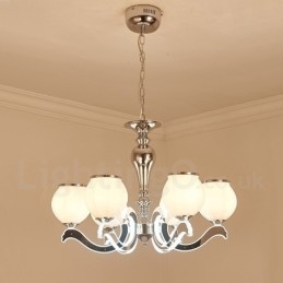 Lustre moderno e contemporâneo de luxo com 6 luzes e cúpula de vidro