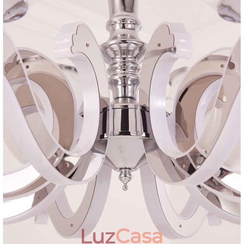 Lustre moderno e contemporâneo de luxo com 6 luzes e cúpula de vidro