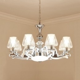 Lustre de cristal de luxo retrô rústico com cúpula de vidro
