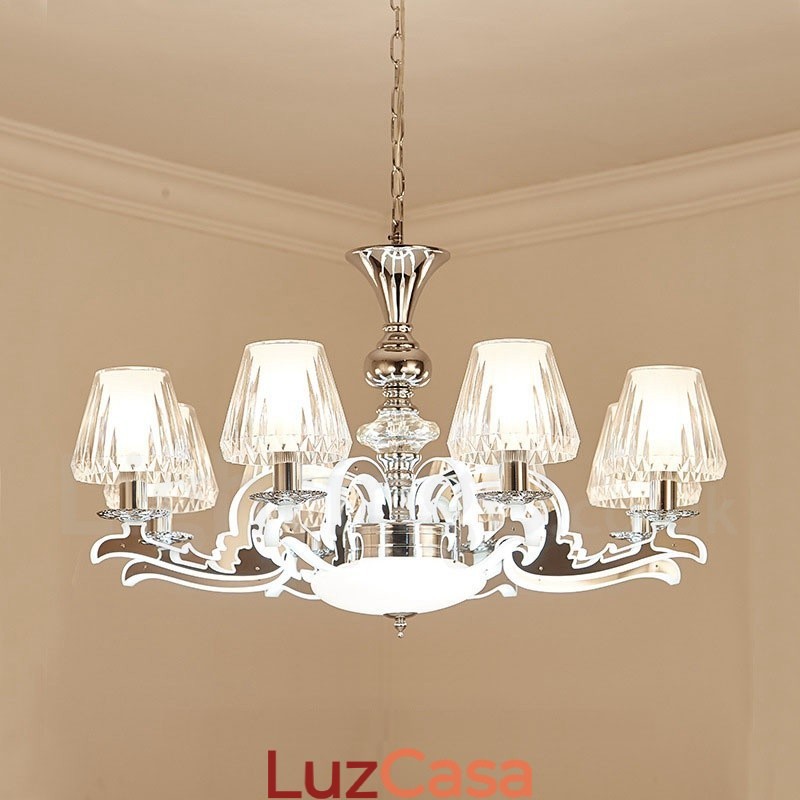 Lustre de cristal de luxo retrô rústico com cúpula de vidro